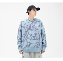 Áo len unisex dệt hình gấu phong cách Nhật Bản