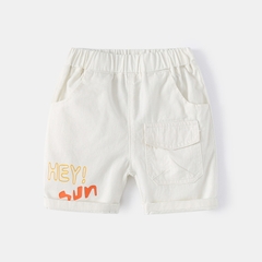 Quần short kaki in chữ phối túi hộp cho bé trai