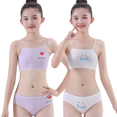 Bộ đồ lót hai dây vải cotton nguyên chất dành cho bé gái thời kỳ phát triển
