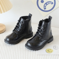 Giày boot Martin cổ thấp phong cách Anh Quốc khóa kéo một bên cho bé gái