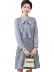 Đầm một mảnh tay dài thời trang mới phong cách nhẹ nhàng kiểu dáng phương Tây