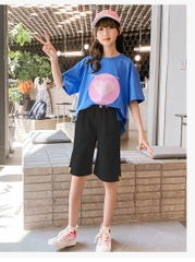Quần 5 tấc vải cotton lưng cao co giãn thời trang dành cho bé gái