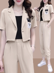 Bộ đồ vest tay ngắn quần dài kiểu dáng phương Tây, phong cách thời trang nữ tính