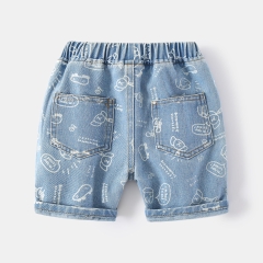 Quần short denim in họa tiết hoạt hình cho bé trai