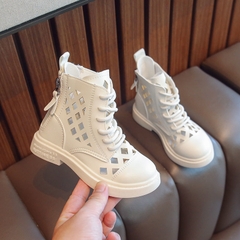 Giày boot Martin UNMUN lỗ thoáng khí khóa kéo sau cho bé gái