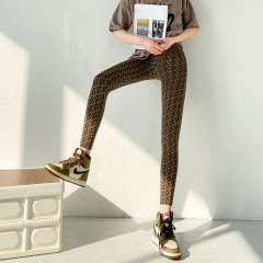 Quần legging dài chín tấc ôm dáng vải in độc đáo, phong cách Hàn Quốc dành cho nữ