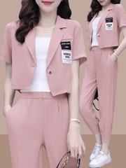 Bộ đồ vest tay ngắn quần dài kiểu dáng phương Tây, phong cách thời trang nữ tính