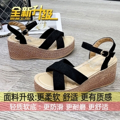 Dép sandal đế xuồng, quai chéo, chống trơn, phong cách đơn giản
