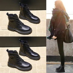 Giày boots Martin đế bằng cổ ngắn phong cách Anh Quốc dành cho nữ