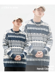 Áo len dệt kim unisex họa tiết Fair Isle hot trend