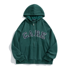 Áo khoác unisex dài tay thêu chữ CARE thời trang cặp đôi