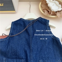 Bộ áo liền quần vải jean dáng rộng phong cách Hàn Quốc dành cho bé gái