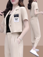 Bộ đồ vest tay ngắn quần dài kiểu dáng phương Tây, phong cách thời trang nữ tính