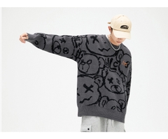 Áo len unisex dệt hình gấu phong cách Nhật Bản