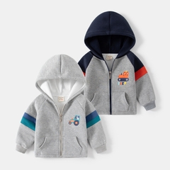 Áo khoác lông cừu khóa kéo kiểu dáng hoodie in hình dành cho bé trai