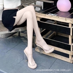 Giày sandal cao gót đế trong suốt không thấm nước