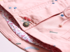 Áo khoác gió vải cotton thêu hoa phối dây rút ở thắt lưng thời trang dành cho bé gái