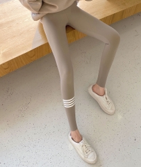 Quần legging nữ co giãn dài chín tấc, thiết kế kẻ sọc ống quần thời trang
