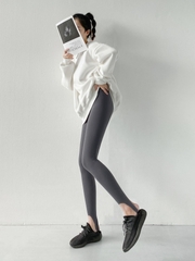 Quần legging vải da cá lưng cao ôm dáng dành cho nữ tập yoga