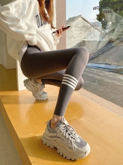 Quần legging nữ co giãn dài chín tấc, thiết kế kẻ sọc ống quần thời trang