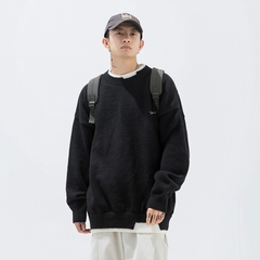 Áo len unisex giả hai lớp form rộng phong cách retro