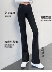 Quần legging nữ lưng cao ôm eo ống loe co giãn tôn dáng người mặc