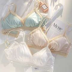 Bộ đồ lót nữ cúp ngực mỏng phối ren, không gọng thép, kiểu dáng thời trang Pháp