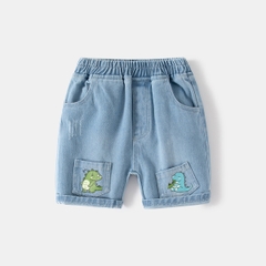 Quần short Denim phối túi hoạt hình khủng long dễ thương cho bé trai