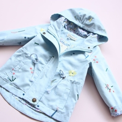 Áo khoác gió vải cotton thêu hoa phối dây rút ở thắt lưng thời trang dành cho bé gái