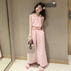 Bộ áo hai dây và quần ống rộng thời trang dành cho bé gái
