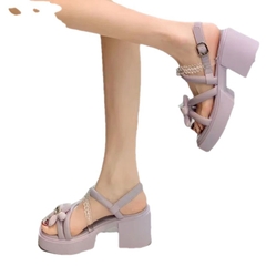 Giày sandal hoa tím Roland nữ mùa hè phong cách cổ tích mới