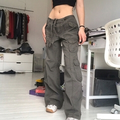 Quần kaki unisex túi hộp ống suông cổ điển phong cách đường phố