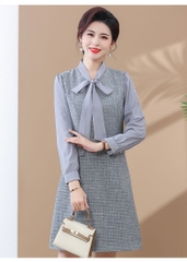 Đầm một mảnh tay dài thời trang mới phong cách nhẹ nhàng kiểu dáng phương Tây