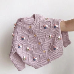 Áo len cardigan dệt kim phối nhiều màu sắc dễ thương dành cho bé gái