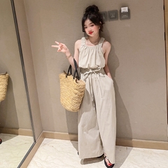 Bộ áo hai dây và quần ống rộng thời trang dành cho bé gái