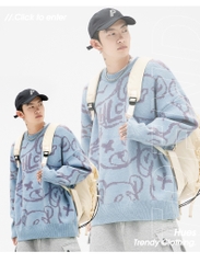 Áo len unisex dệt hình gấu phong cách Nhật Bản