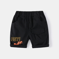 Quần short kaki in chữ phối túi hộp cho bé trai