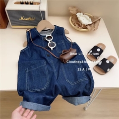 Bộ áo liền quần vải jean dáng rộng phong cách Hàn Quốc dành cho bé gái
