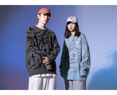 Áo len unisex dệt hình gấu phong cách Nhật Bản
