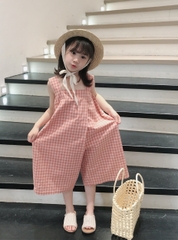 Bộ đồ áo liền quần hai dây kẻ sọc phong cách Hàn Quốc dành cho bé gái