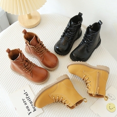 Giày boot Martin cổ thấp phong cách Anh Quốc khóa kéo một bên cho bé gái