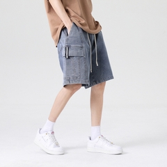 Quần short jean nam ống rộng túi hộp hợp thời trang