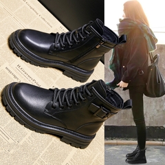 Giày boots Martin đế bằng cổ ngắn phong cách Anh Quốc dành cho nữ