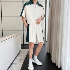 Bộ đồ nam áo cổ polo kéo khóa phối màu hợp thời trang
