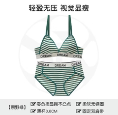 Bộ đồ lót kẻ sọc không gọng thép, cúp ngực hình tam giác thời trang dành cho nữ