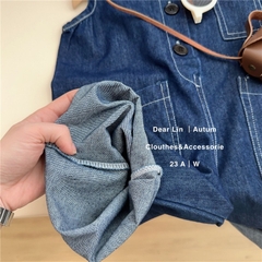 Bộ áo liền quần vải jean dáng rộng phong cách Hàn Quốc dành cho bé gái