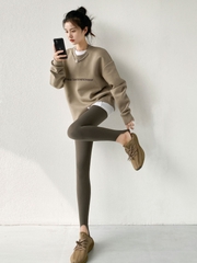Quần legging vải da cá lưng cao ôm dáng dành cho nữ tập yoga