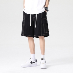 Quần short jean nam ống rộng túi hộp hợp thời trang