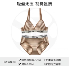 Bộ đồ lót kẻ sọc không gọng thép, cúp ngực hình tam giác thời trang dành cho nữ
