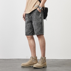 Quần short jean nam ống suông phối bạc màu phong cách Hàn Quốc